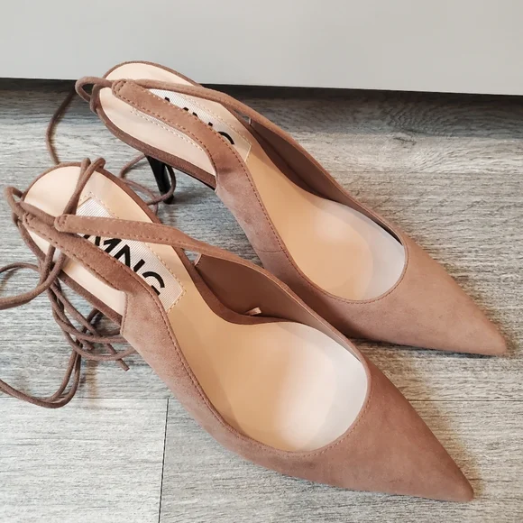 ★SOLD★ Mango Ankle Tie Slingback Heels 37 NWOB - Picture 11 of 15